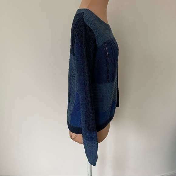 Diane von Furstenberg Blue Padma Intarsia Cotton Pullover Knit Sweater EUC XS - Picture 7 of 12